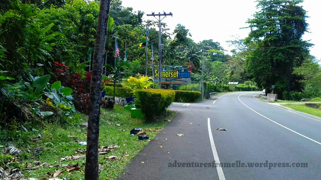 Somerset Falls sign on the A4 main road