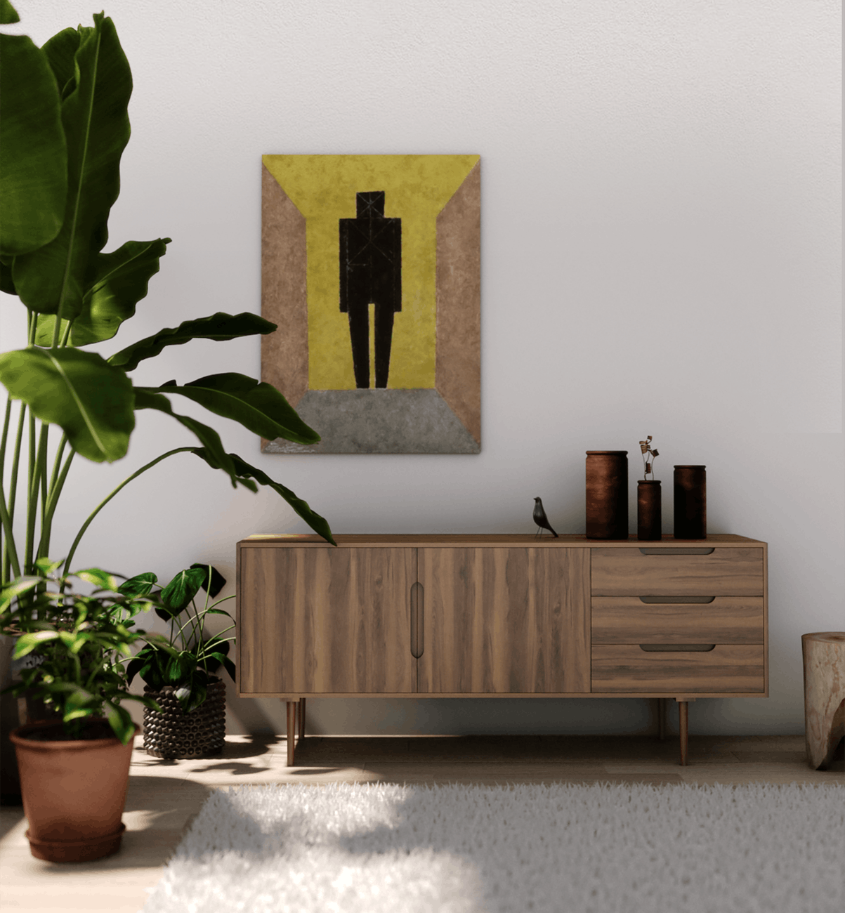 brown wooden sideboard