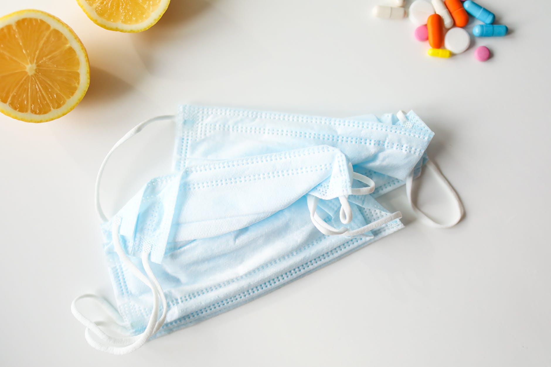 face masks on white background