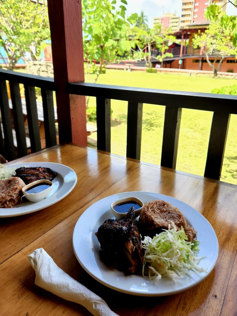 Jerk chicken and rice & peas lunch for two